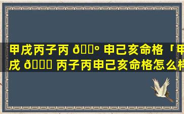 甲戌丙子丙 🌺 申己亥命格「甲戌 🐋 丙子丙申己亥命格怎么样」